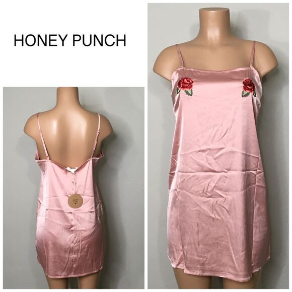 New. Honey Punch pink slip dress. Stretches - Picture 1 of 7